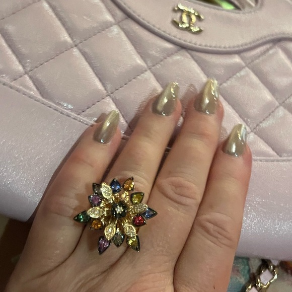 Effy diamond and sapphire flower ring STUNNING - Picture 1 of 6